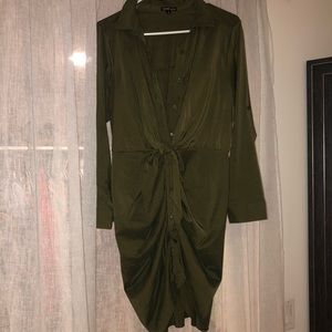 Green button down shirt dress